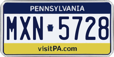 PA license plate MXN5728