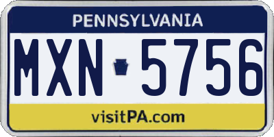 PA license plate MXN5756