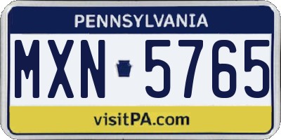 PA license plate MXN5765