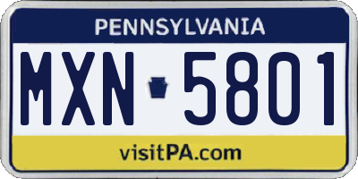 PA license plate MXN5801