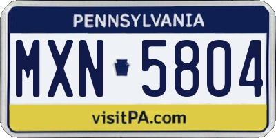PA license plate MXN5804