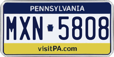 PA license plate MXN5808