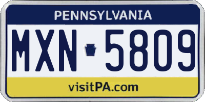 PA license plate MXN5809