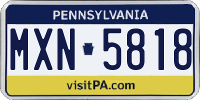PA license plate MXN5818