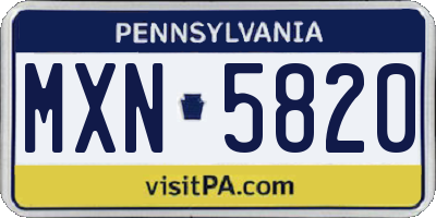 PA license plate MXN5820