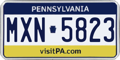 PA license plate MXN5823