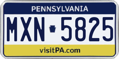 PA license plate MXN5825