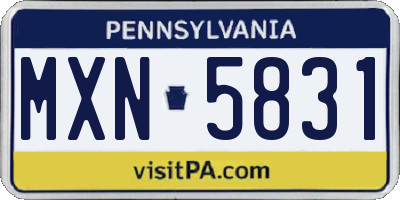 PA license plate MXN5831