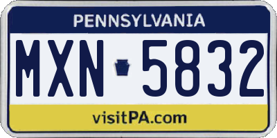 PA license plate MXN5832