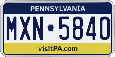 PA license plate MXN5840