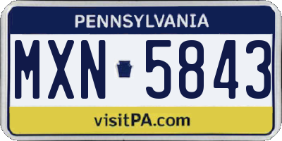 PA license plate MXN5843