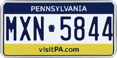 PA license plate MXN5844