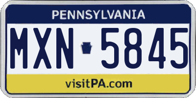 PA license plate MXN5845