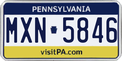 PA license plate MXN5846