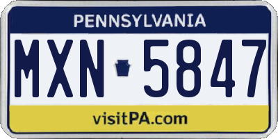 PA license plate MXN5847