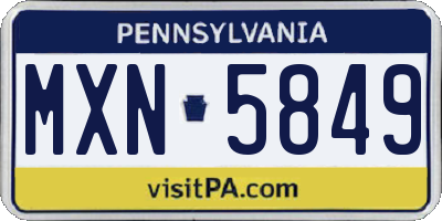 PA license plate MXN5849