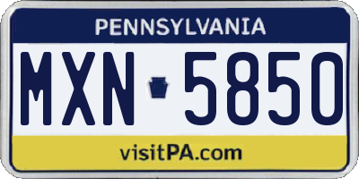 PA license plate MXN5850