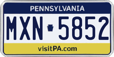 PA license plate MXN5852