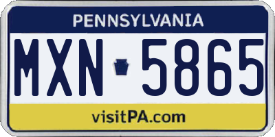 PA license plate MXN5865