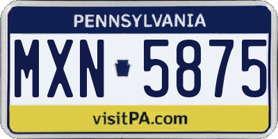 PA license plate MXN5875