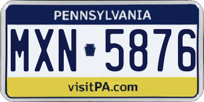 PA license plate MXN5876