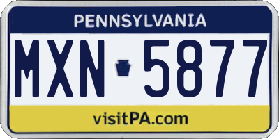 PA license plate MXN5877