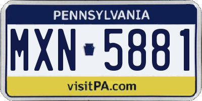 PA license plate MXN5881