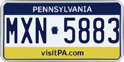PA license plate MXN5883