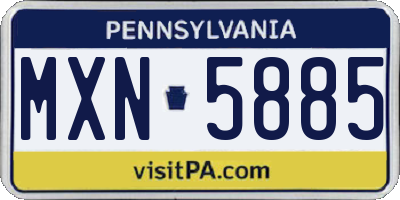 PA license plate MXN5885