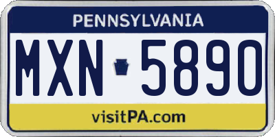 PA license plate MXN5890