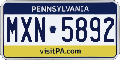 PA license plate MXN5892