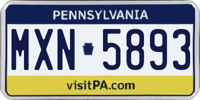 PA license plate MXN5893