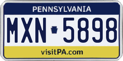 PA license plate MXN5898