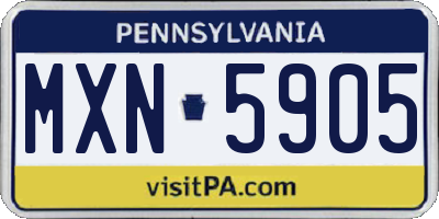 PA license plate MXN5905