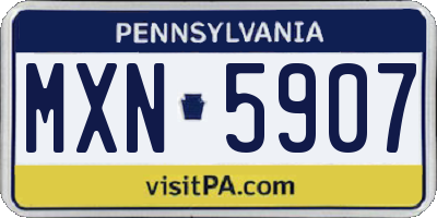 PA license plate MXN5907