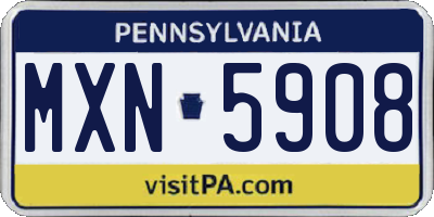 PA license plate MXN5908