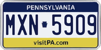 PA license plate MXN5909