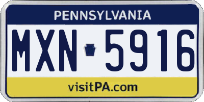 PA license plate MXN5916