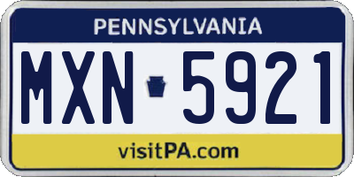 PA license plate MXN5921
