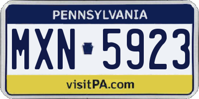 PA license plate MXN5923
