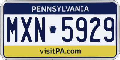 PA license plate MXN5929