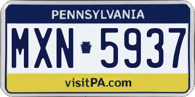 PA license plate MXN5937