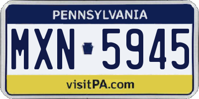 PA license plate MXN5945