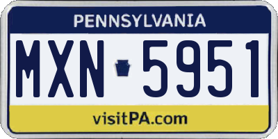 PA license plate MXN5951