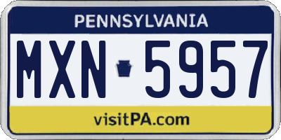PA license plate MXN5957