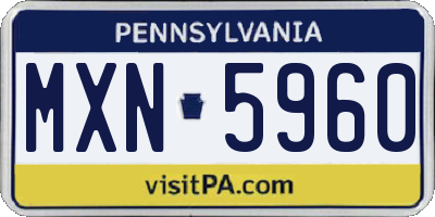 PA license plate MXN5960