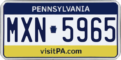 PA license plate MXN5965