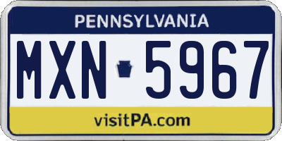 PA license plate MXN5967