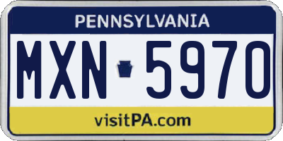 PA license plate MXN5970
