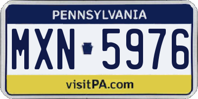 PA license plate MXN5976